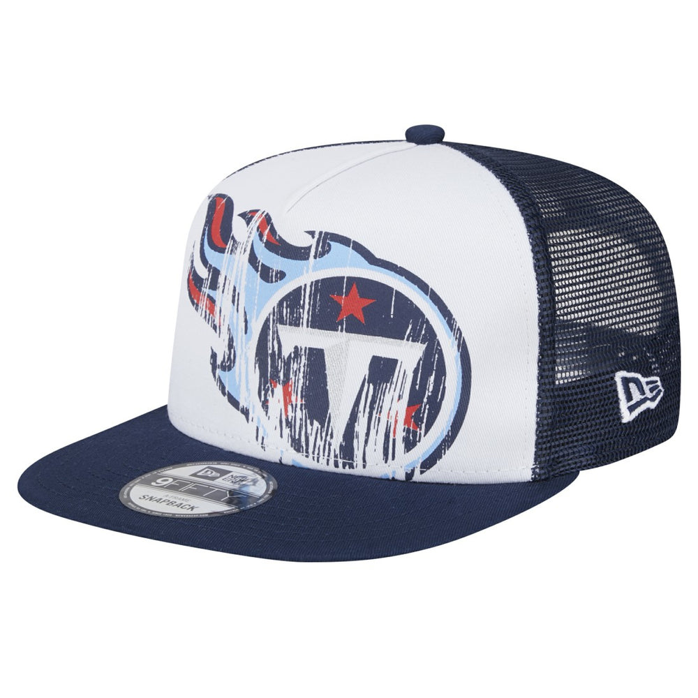 Tennessee Titans New Era Youth Distressed 9FIFTY A-Frame Snapback Hat - White/Navy - NFL