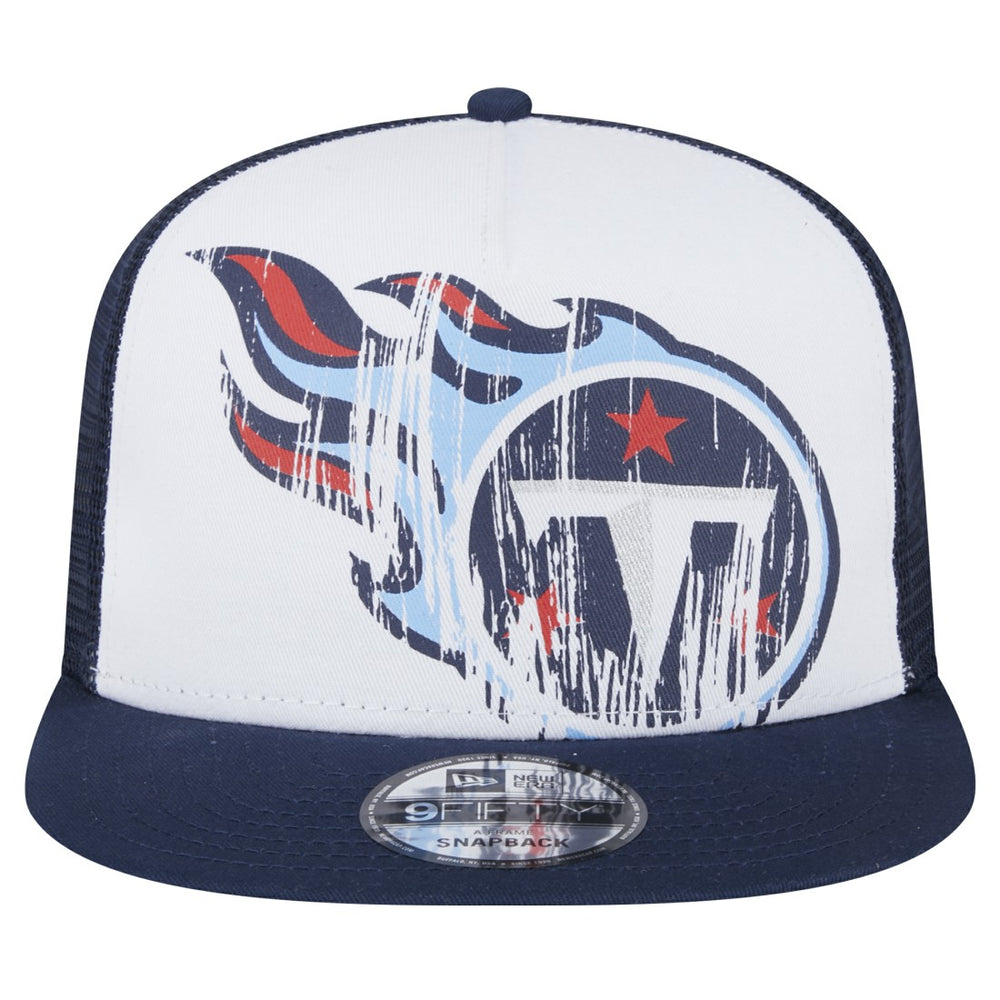 Tennessee Titans New Era Youth Distressed 9FIFTY A-Frame Snapback Hat - White/Navy - NFL