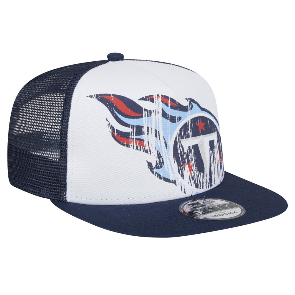 Tennessee Titans New Era Youth Distressed 9FIFTY A-Frame Snapback Hat - White/Navy - NFL