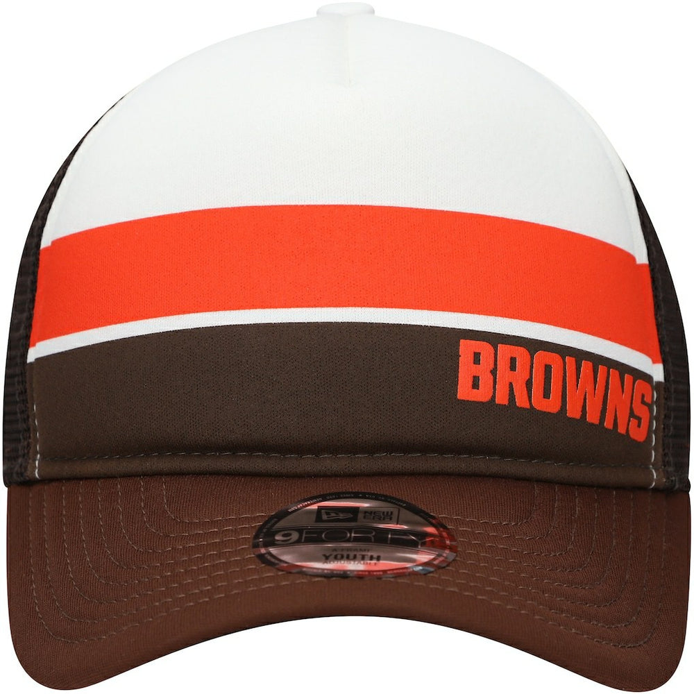 Cleveland Browns New Era Youth Sport Night Color Block 9FORTY A-Frame Trucker Adjustable Hat - Brown - NFL