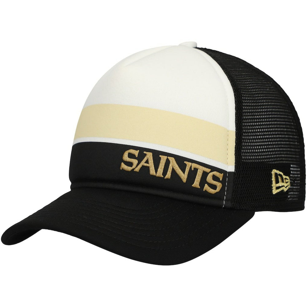 New Orleans Saints New Era Youth Sport Night Color Block 9FORTY A-Frame Trucker Adjustable Hat - Black - NFL