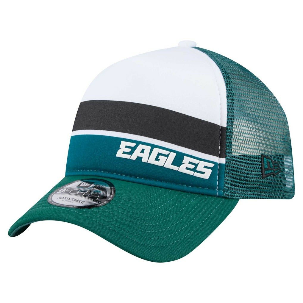 Philadelphia Eagles New Era Youth Sport Night Color Block 9FORTY A-Frame Trucker Adjustable Hat - Midnight Green - NFL