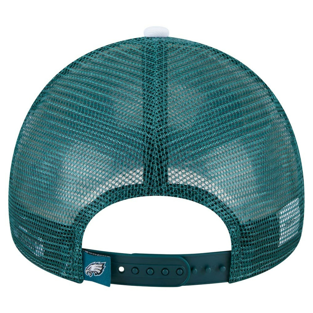 Philadelphia Eagles New Era Youth Sport Night Color Block 9FORTY A-Frame Trucker Adjustable Hat - Midnight Green - NFL