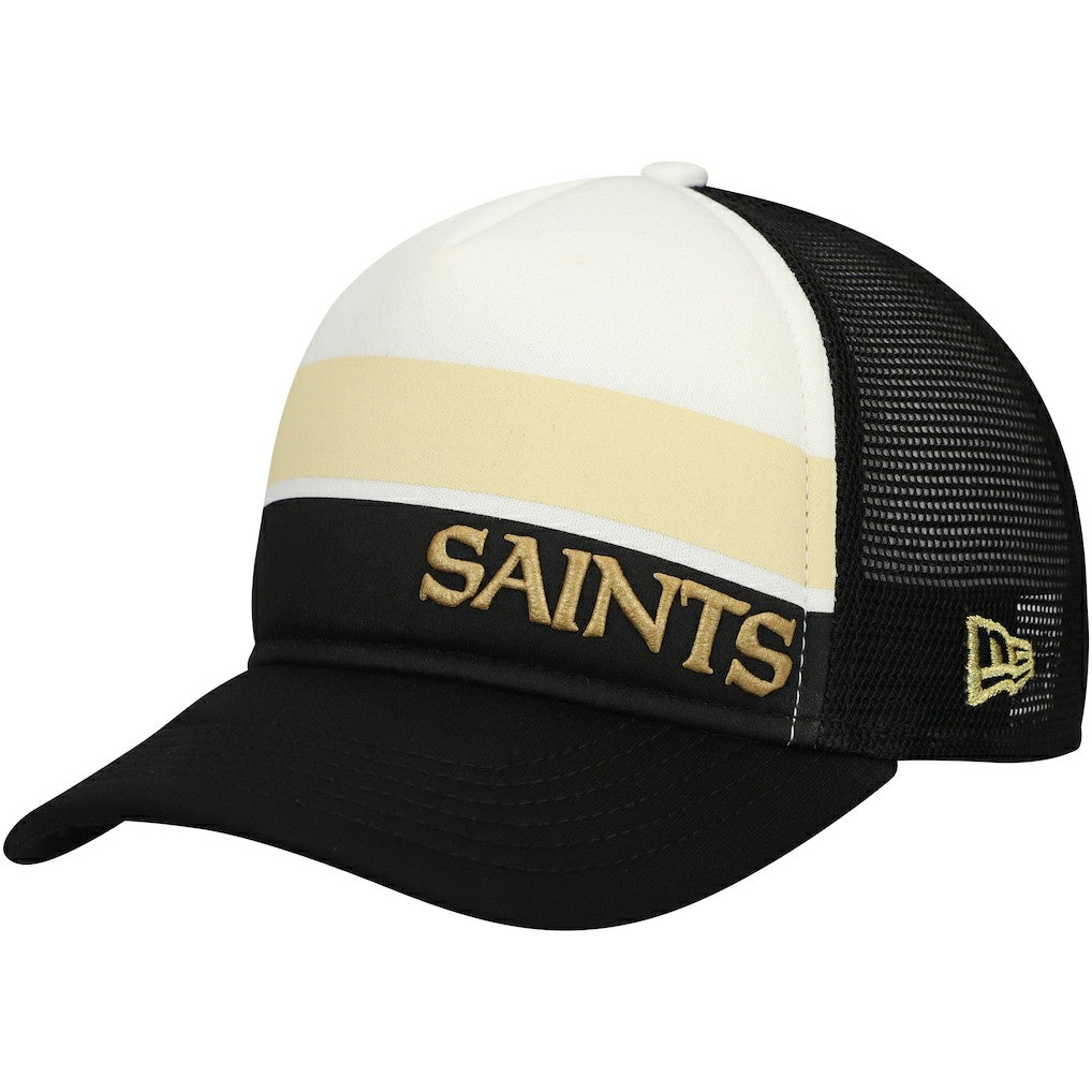 New Orleans Saints New Era Preschool Sport Night Color Block 9FORTY A-Frame Trucker Adjustable Hat - Black - NFL