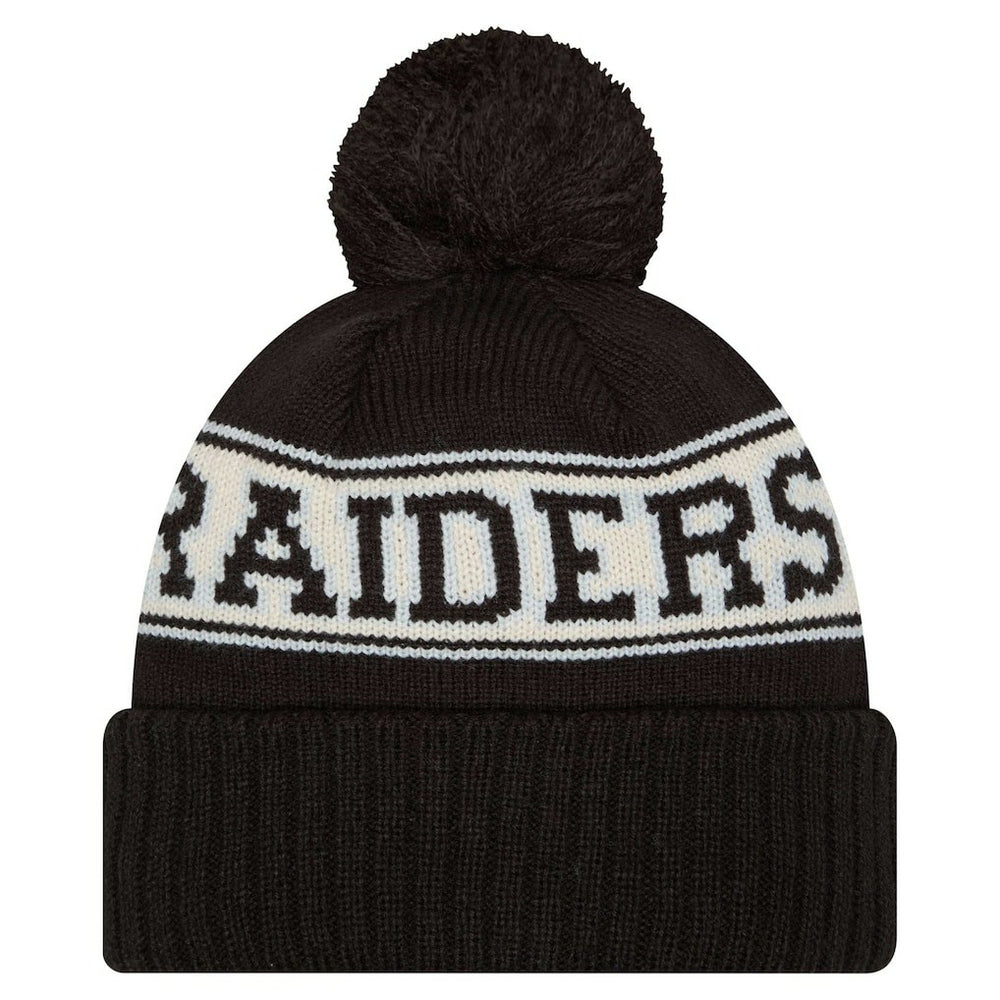 Las Vegas Raiders Youth New Era Retro Cuffed Knit Hat with Pom - Black - NFL