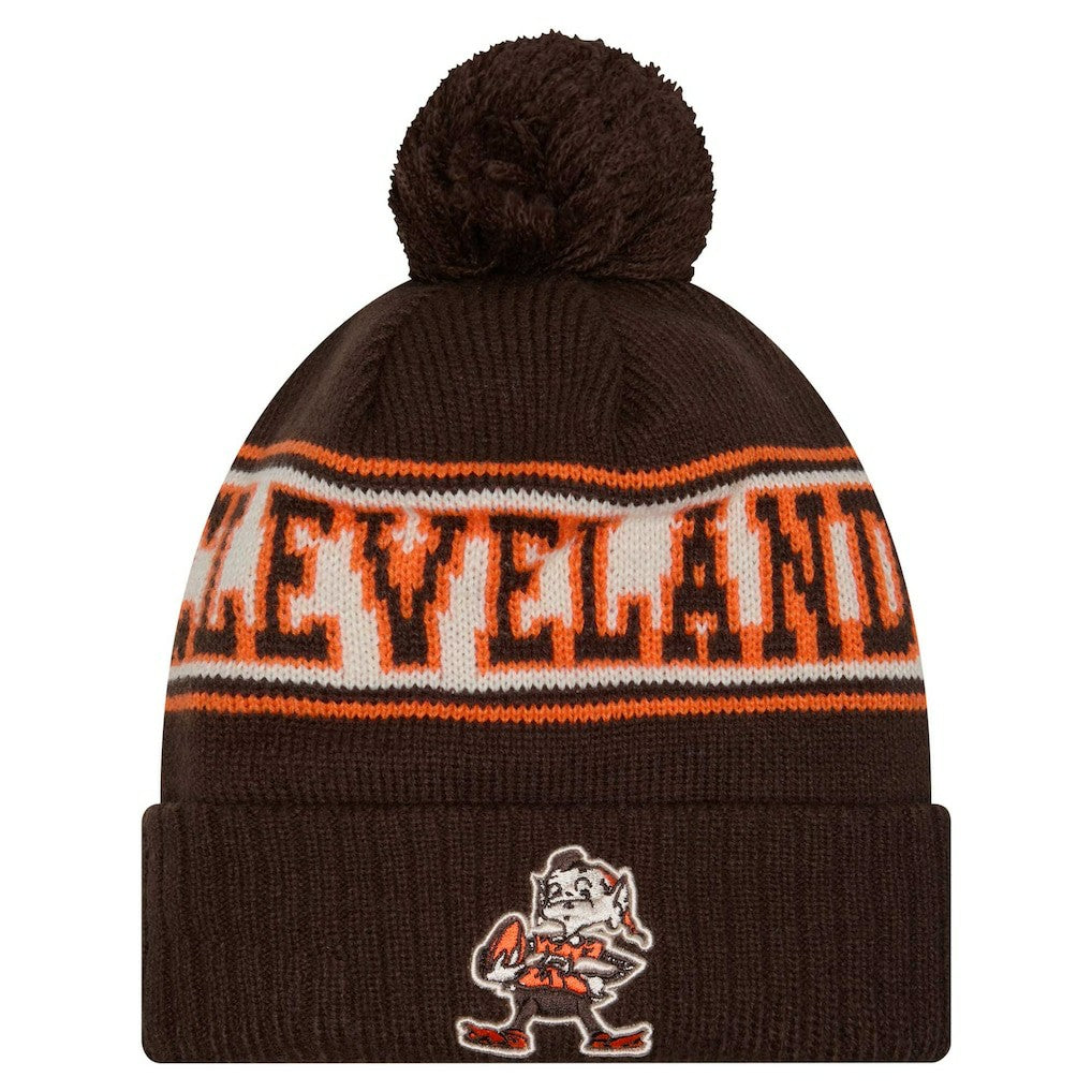 Cleveland Browns Youth New Era Retro Cuffed Knit Hat with Pom - Brown - NFL