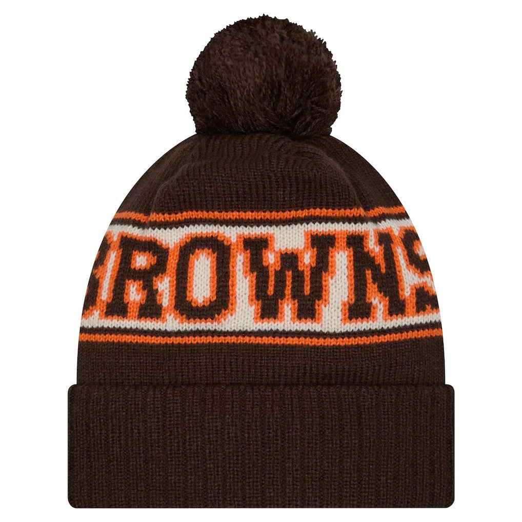 Cleveland Browns Youth New Era Retro Cuffed Knit Hat with Pom - Brown - NFL