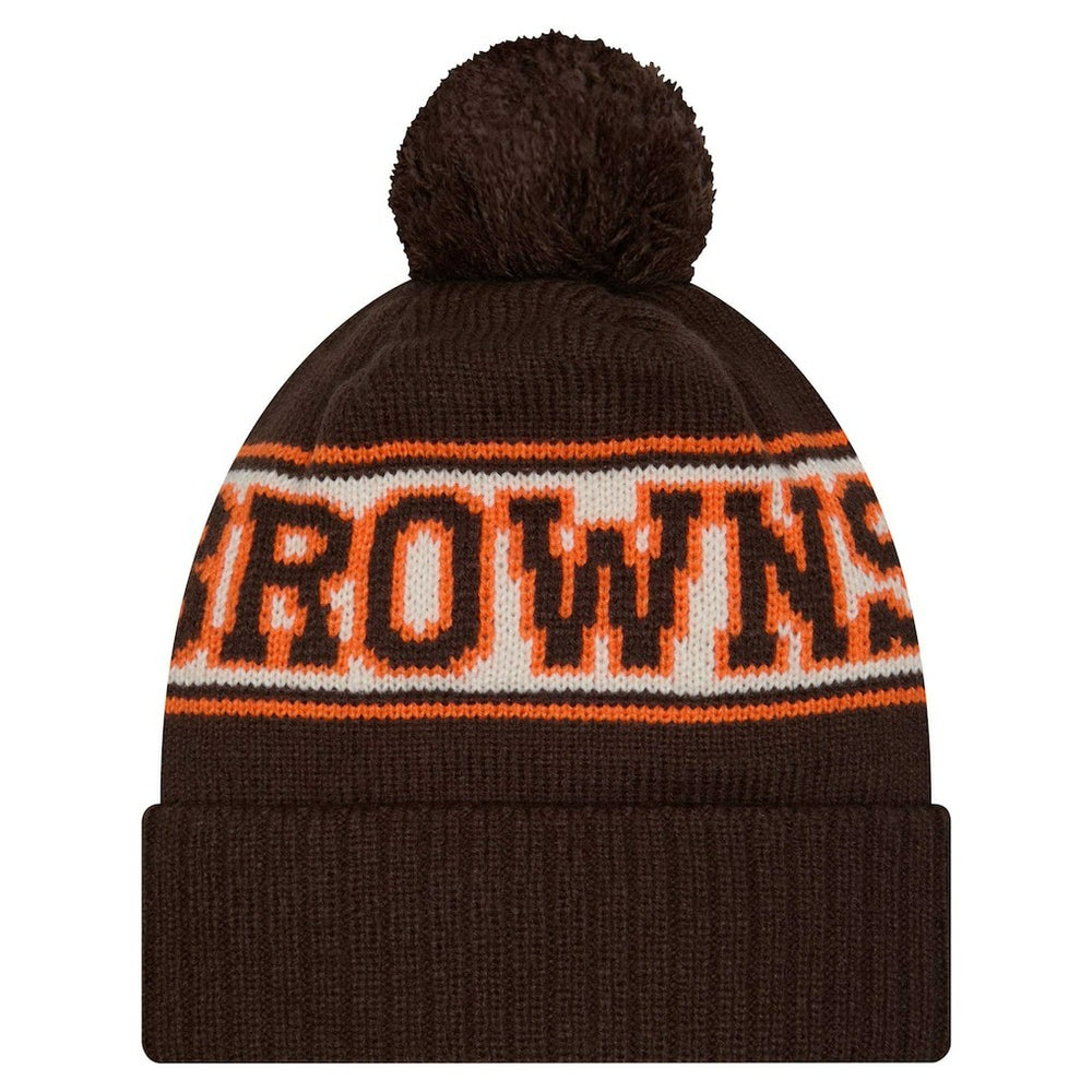 Cleveland Browns Youth New Era Retro Cuffed Knit Hat with Pom - Brown - NFL