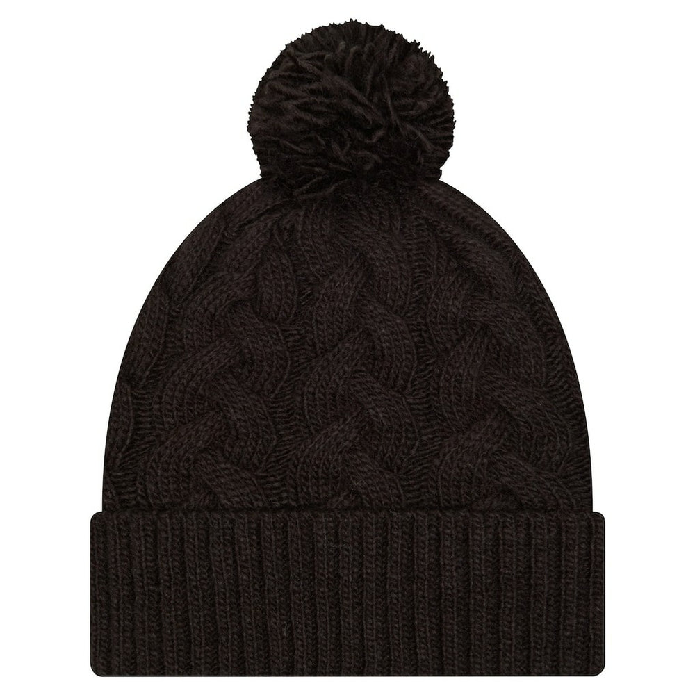Cincinnati Bengals New Era Girls Youth Cabled Cuffed Knit Hat with Pom - Black - NFL