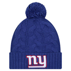 New York Giants New Era Girls Youth Cabled Cuffed Knit Hat with Pom - Royal - NFL