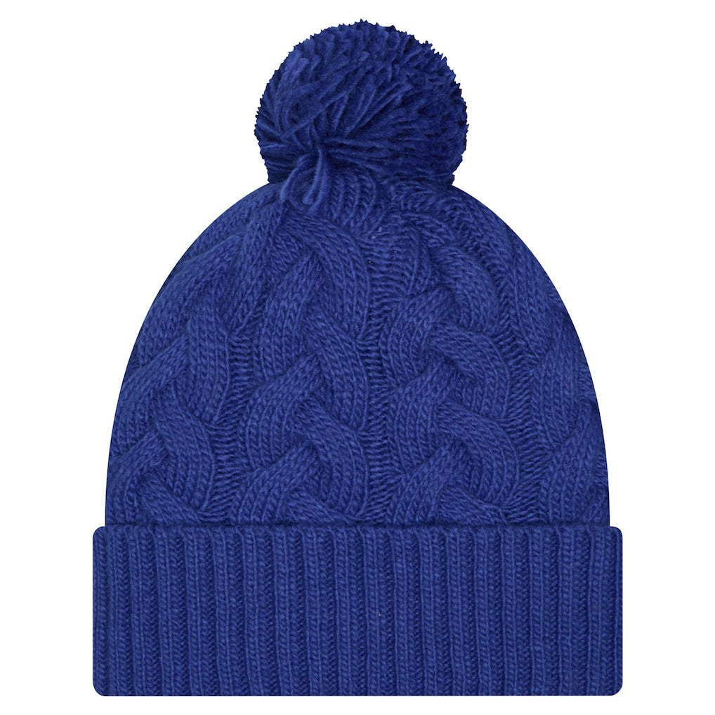 New York Giants New Era Girls Youth Cabled Cuffed Knit Hat with Pom - Royal - NFL