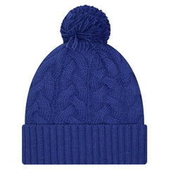 New York Giants New Era Girls Youth Cabled Cuffed Knit Hat with Pom - Royal - NFL