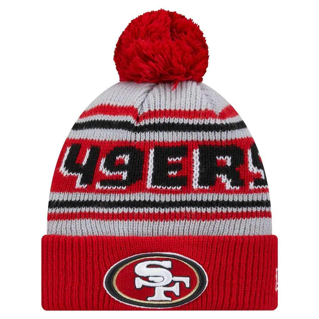 San Francisco 49ers New Era Youth Main Cuffed Knit Hat with Pom - Scarlet - NFL