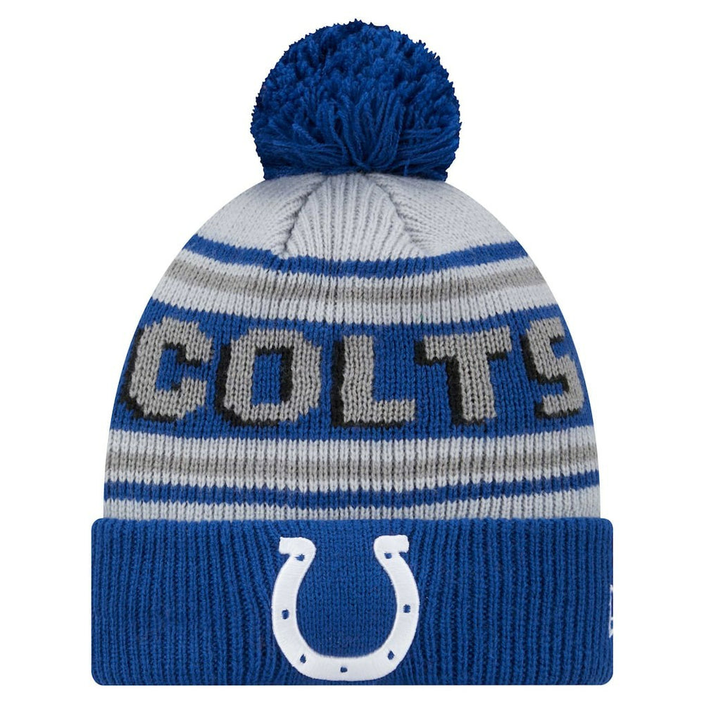 Indianapolis Colts New Era Youth Main Cuffed Knit Hat with Pom - Royal - NFL