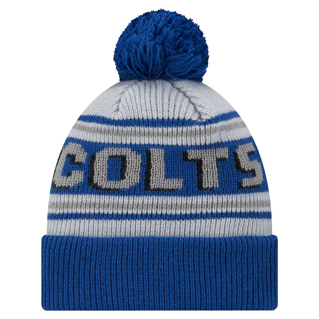 Indianapolis Colts New Era Youth Main Cuffed Knit Hat with Pom - Royal - NFL