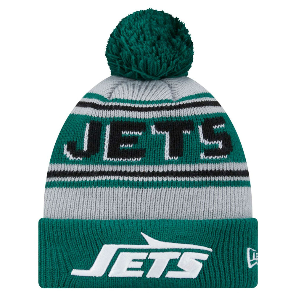 New York Jets New Era Youth Main Cuffed Knit Hat with Pom - Green - NFL