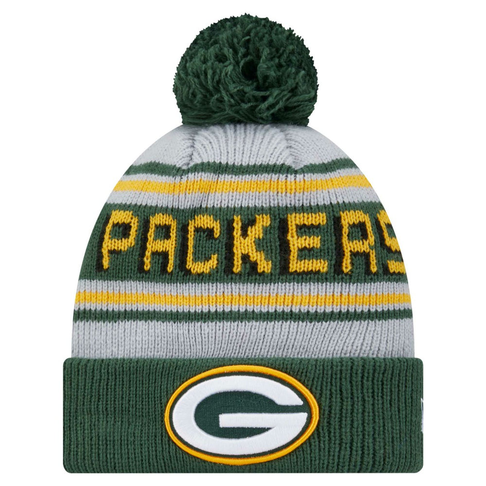 Green Bay Packers New Era Youth Main Cuffed Knit Hat with Pom - Green - NFL
