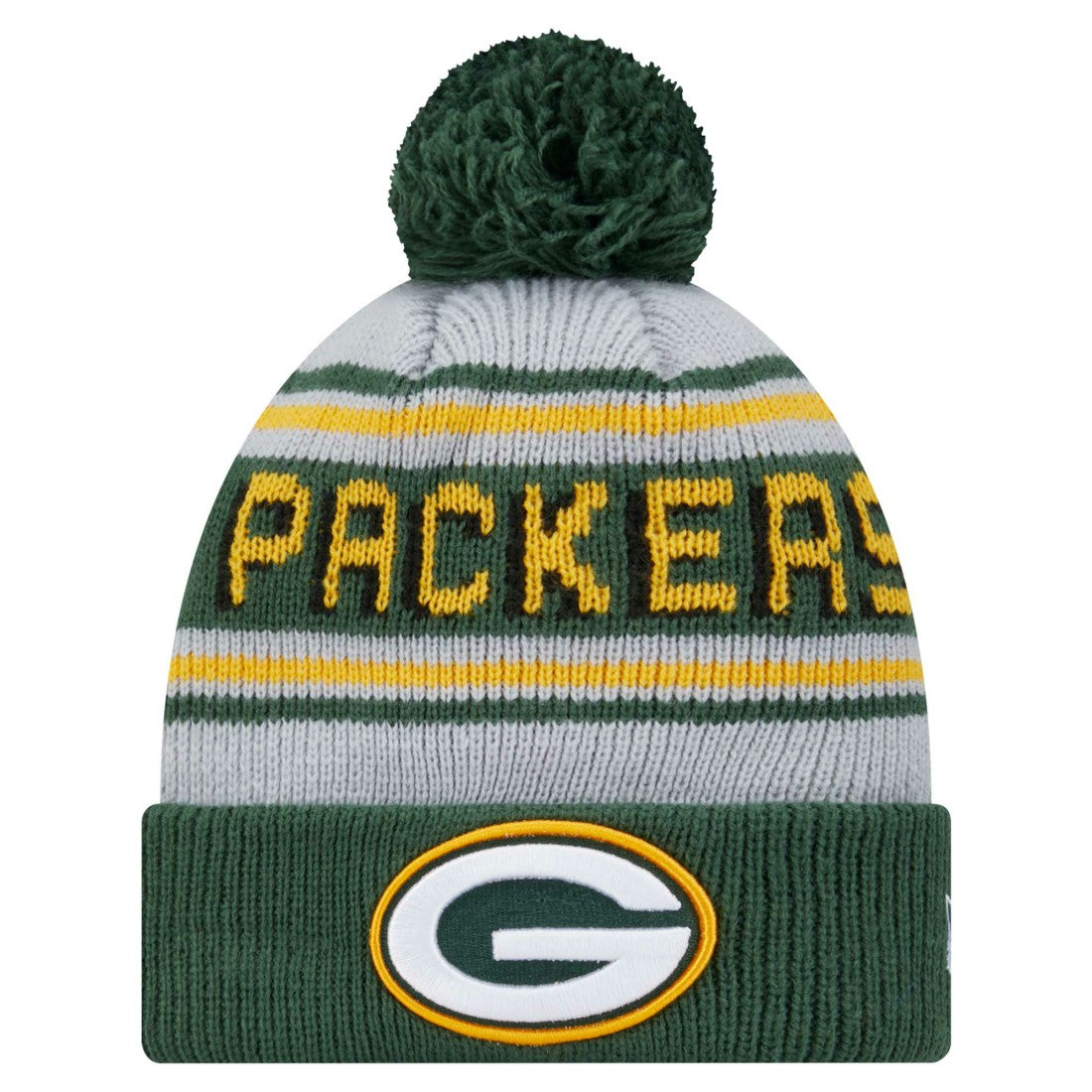 Green Bay Packers New Era Youth Main Cuffed Knit Hat with Pom - Green - NFL