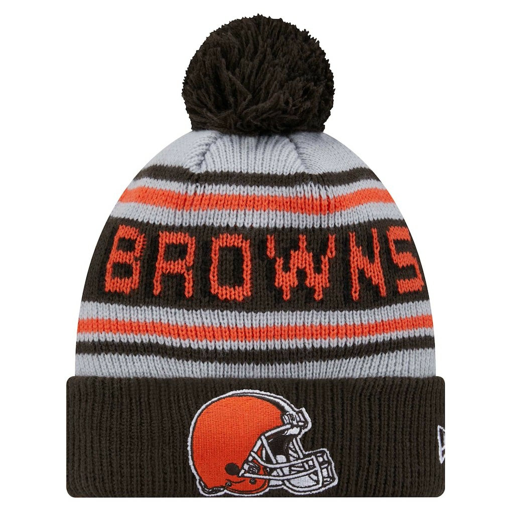 Cleveland Browns New Era Youth Main Cuffed Knit Hat with Pom - Brown - NFL