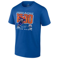 Connor McDavid Edmonton Oilers 1,000 Career Points T-Shirt - Royal | NHL Clearance