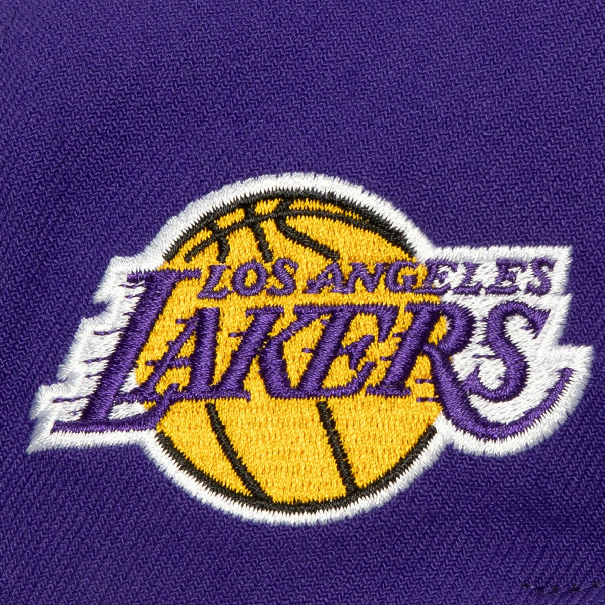 Mitchell & Ness Los Angeles Lakers Retro Sport Color Block Script Snapback Hat White/Purple