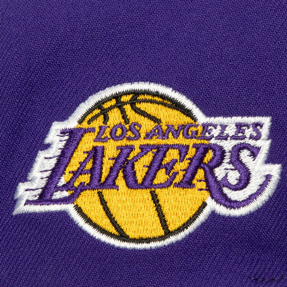 Mitchell & Ness Los Angeles Lakers Retro Sport Color Block Script Snapback Hat White/Purple