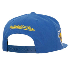 Mitchell & Ness Golden State Warriors Retro Sport Color Block Script Snapback Hat White/Royal