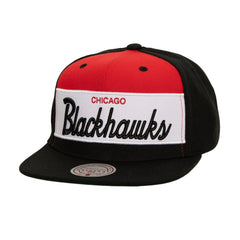 Chicago Blackhawks Mitchell & Ness Retro Script Colorblock Snapback Hat - Black | NHL discount
