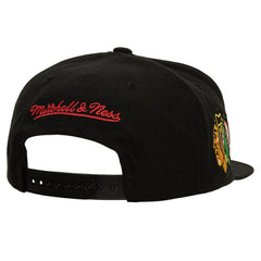 Chicago Blackhawks Mitchell & Ness Retro Script Colorblock Snapback Hat - Black | NHL discount