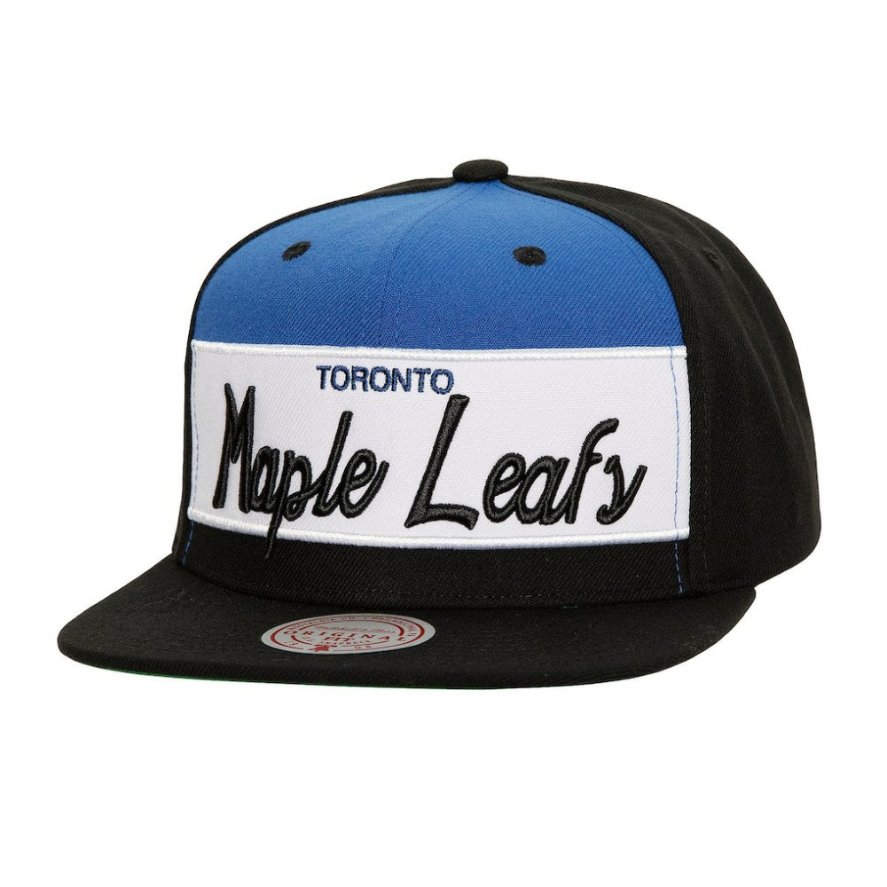 Toronto Maple Leafs Mitchell & Ness Retro Script Colorblock Snapback Hat - Black | NHL on sale