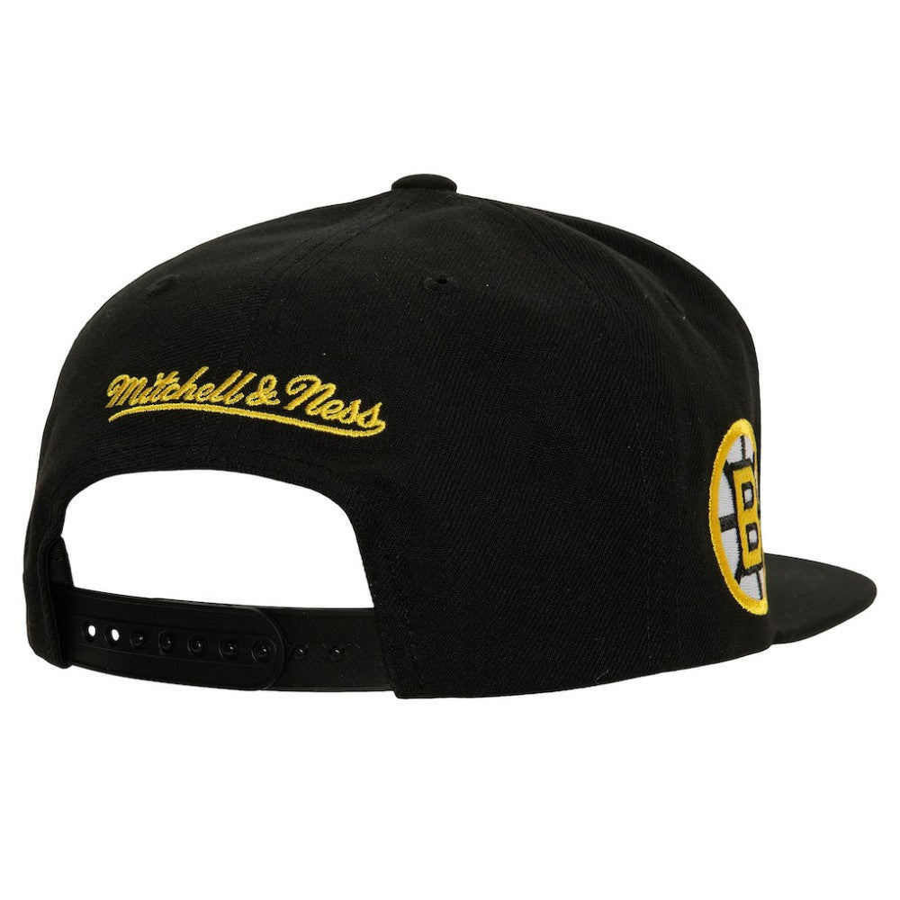 Boston Bruins Mitchell & Ness Retro Script Colorblock Snapback Hat - Black | NHL discount