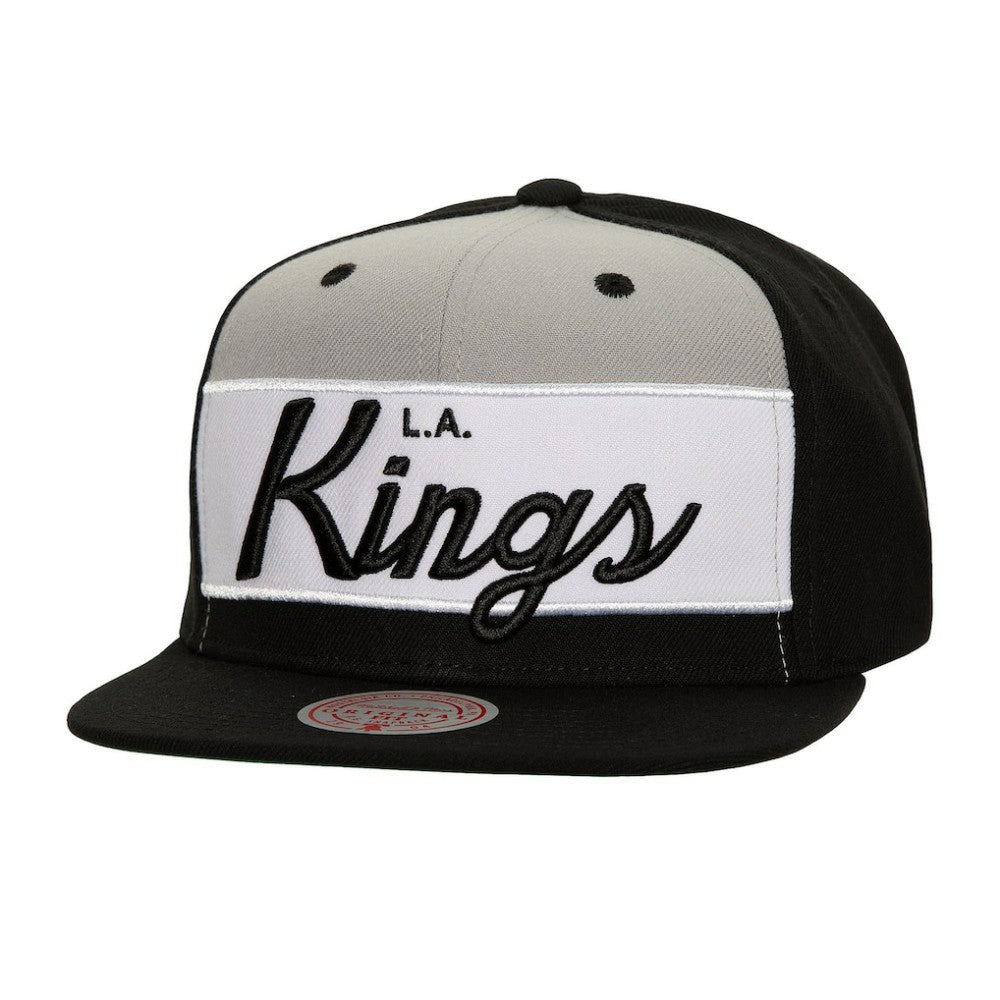 Los Angeles Kings Mitchell & Ness Retro Script Colorblock Snapback Hat - Black | NHL near me