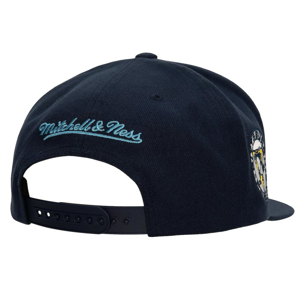 Pittsburgh Penguins Mitchell & Ness Retro Script Colorblock Snapback Hat - Navy | NHL discount