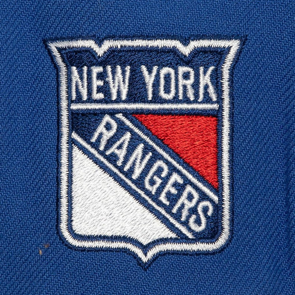 New York Rangers Mitchell & Ness Retro Script Colorblock Snapback Hat - Blue | NHL sale