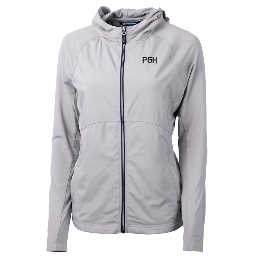 Pittsburgh Pirates Cutter & Buck Women's City Connect Adapt Eco Knit Hybrid Recycled Full-Zip Hooded Jacket for sale