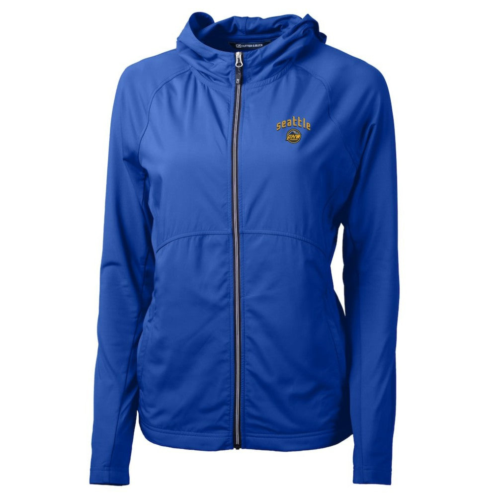 Seattle Mariners Cutter & Buck Women's City Connect Adapt Eco Knit Hybrid Recycled Full-Zip Hooded Jacket Sale