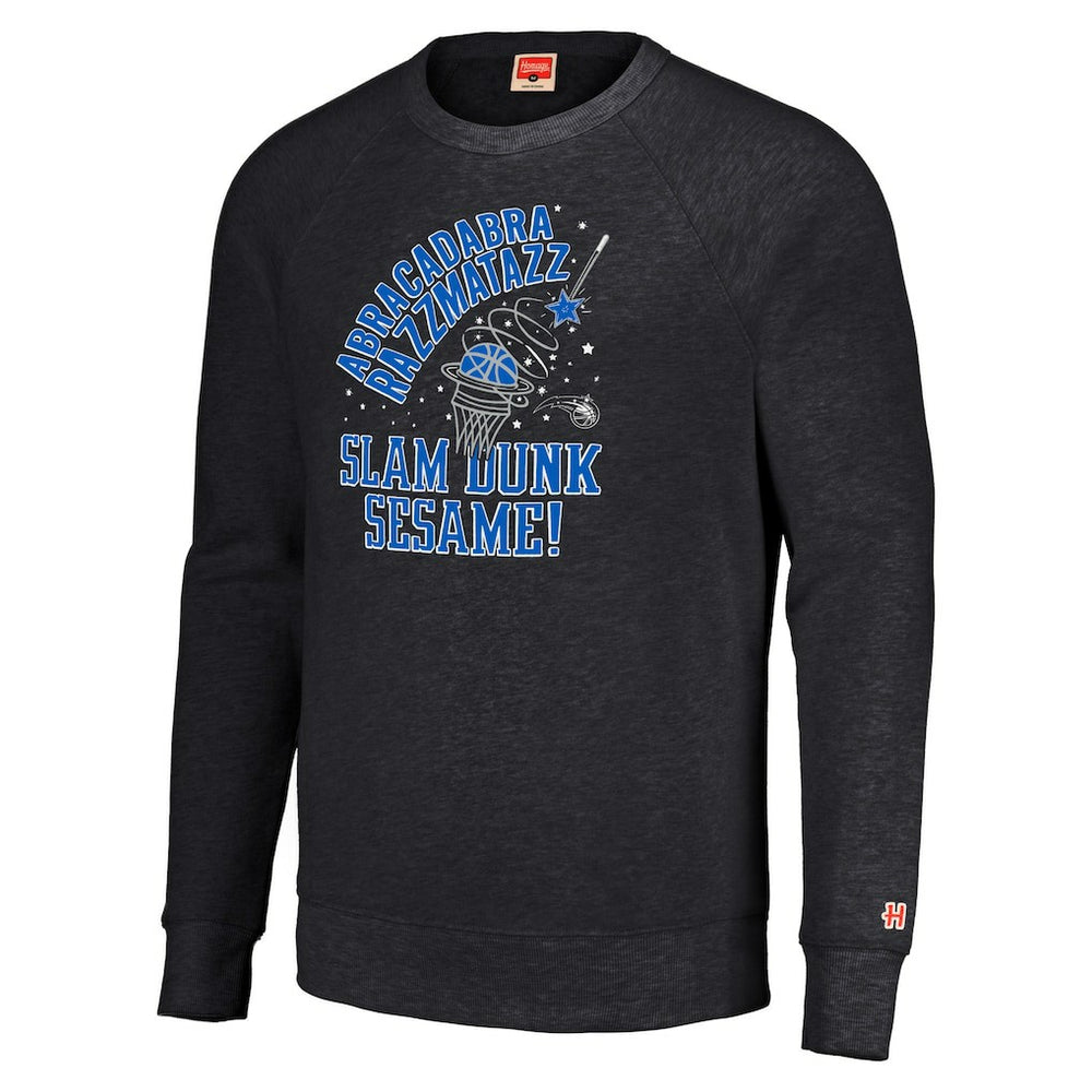 Orlando Magic Homage Unisex Slam Dunk Sesame Tri-Blend Crew Raglan Pullover Sweatshirt Charcoal