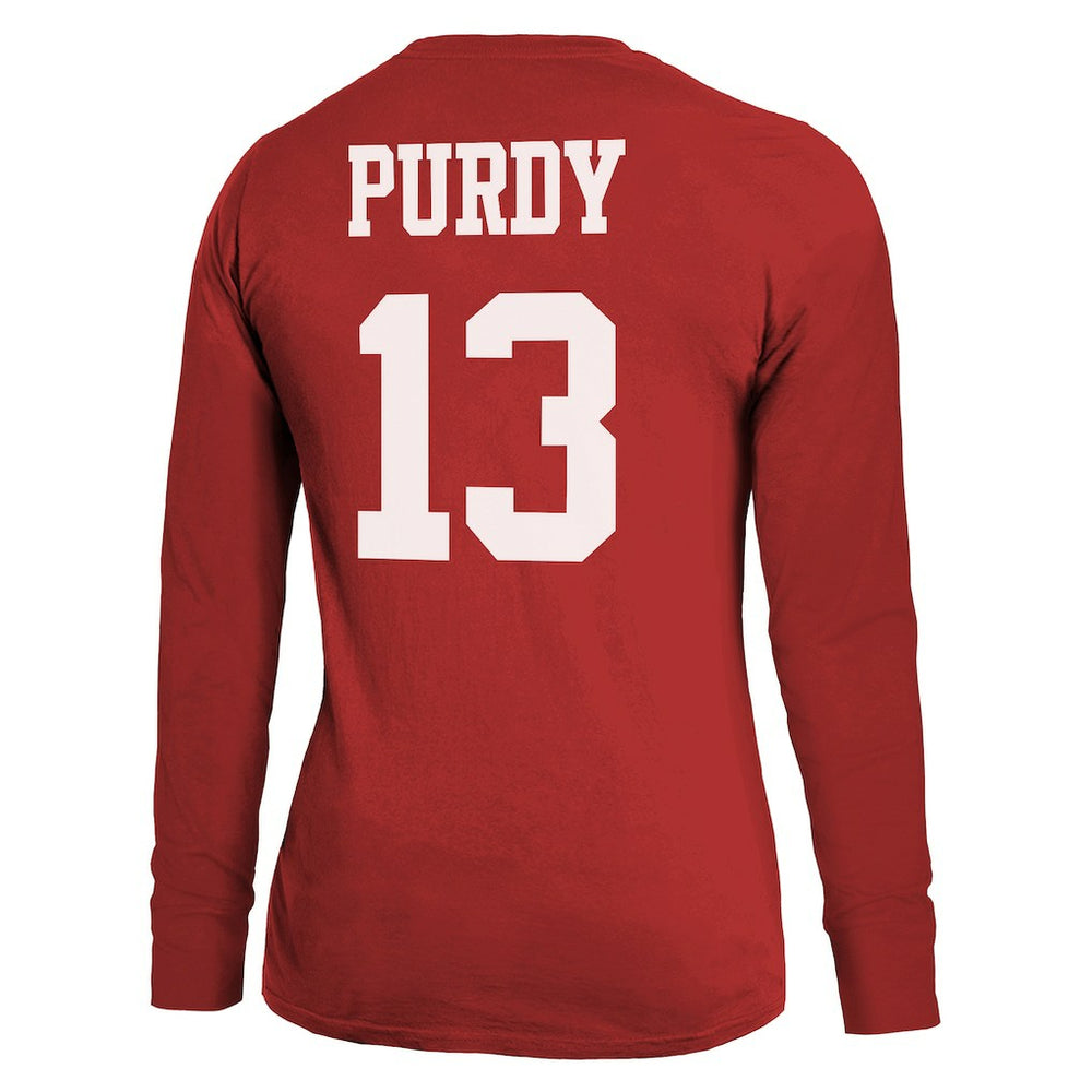 Brock Purdy San Francisco 49ers Majestic Threads Women's Player Name & Number Long Sleeve T-Shirt - Scarlet - NFL