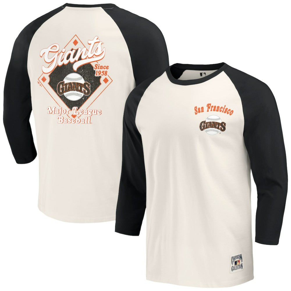 San Francisco Giants Darius Rucker Collection by Fanatics Cooperstown Collection Raglan 3/4-Sleeve T-Shirt Outlet