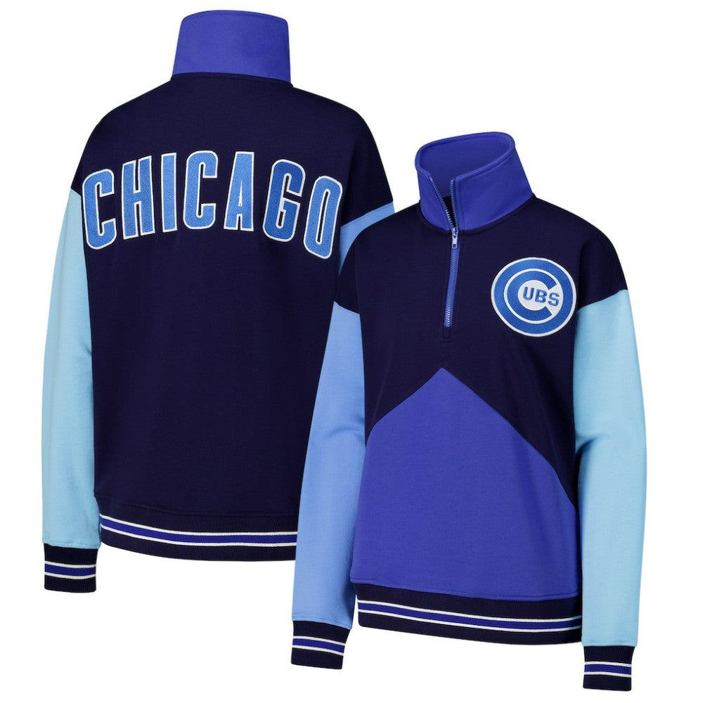 Chicago Cubs Terez Women's Classic Colorblock Quarter-Zip Sweatshirt Discount