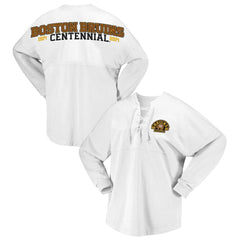 Boston Bruins Fanatics Women's 100th Anniversary Spirit Jersey T-Shirt - White | Fanatics Clearance