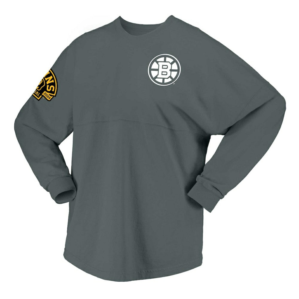 Boston Bruins Fanatics Women's 100th Anniversary Spirit Jersey T-Shirt - Gray | Fanatics online