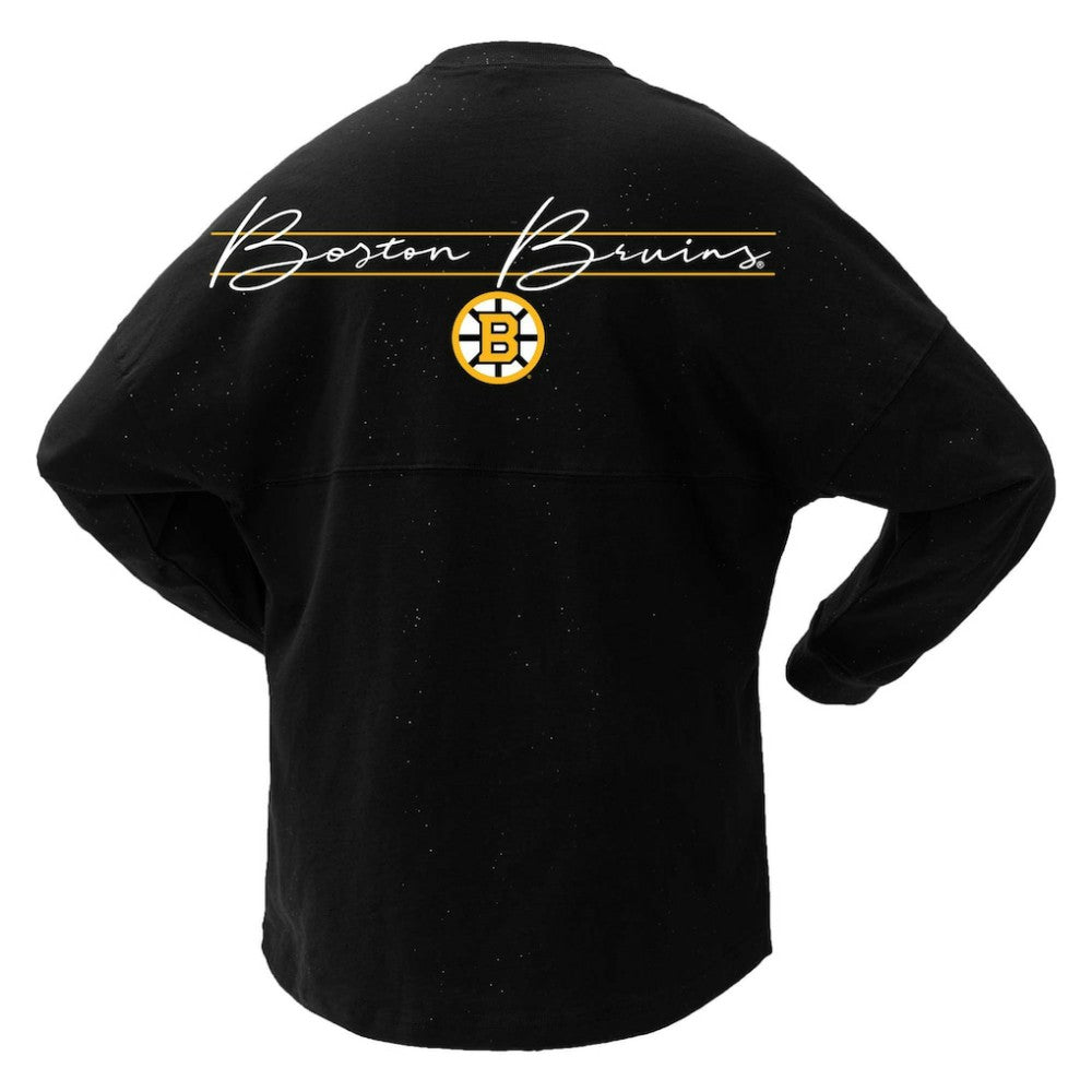 Boston Bruins Fanatics Women's 100th Anniversary Sparkle Spirit Jersey T-Shirt - Black | Fanatics on sale