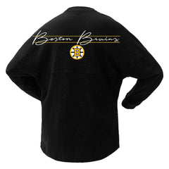 Boston Bruins Fanatics Women's 100th Anniversary Sparkle Spirit Jersey T-Shirt - Black | Fanatics on sale