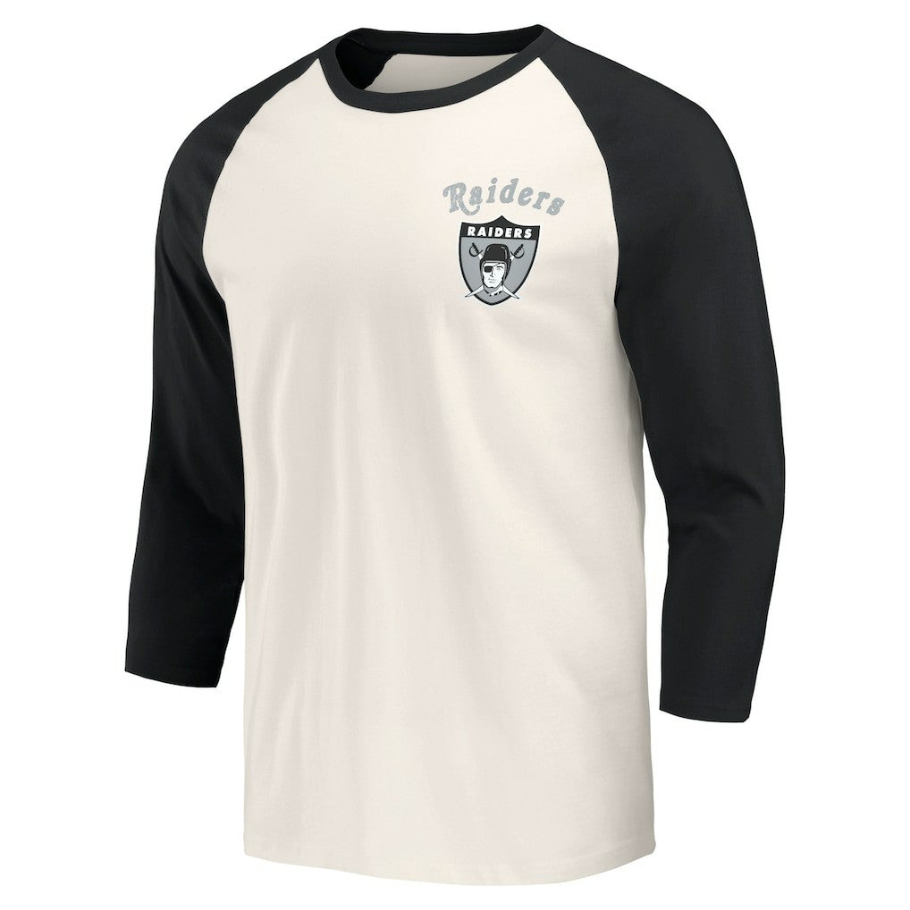 Las Vegas Raiders Darius Rucker Collection Raglan 3/4 Sleeve T-Shirt - Black/White - Fanatics