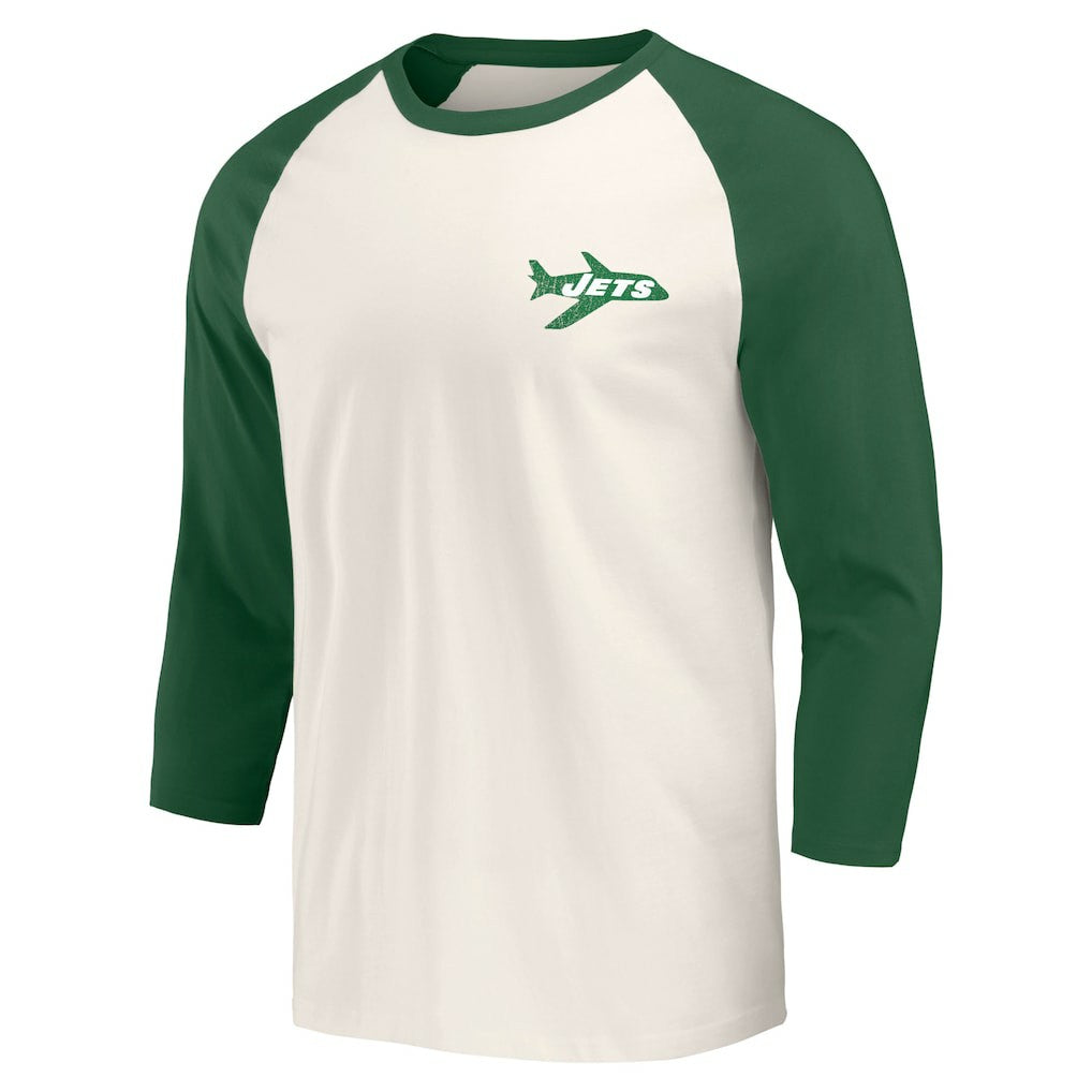 New York Jets Darius Rucker Collection Raglan 3/4 Sleeve T-Shirt - Kelly Green/White - Fanatics