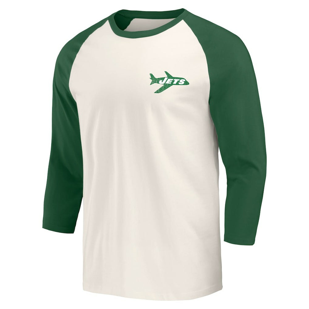 New York Jets Darius Rucker Collection Raglan 3/4 Sleeve T-Shirt - Kelly Green/White - Fanatics