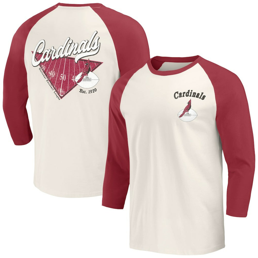 Arizona Cardinals Darius Rucker Collection Raglan 3/4 Sleeve T-Shirt - Cardinal/White - Fanatics