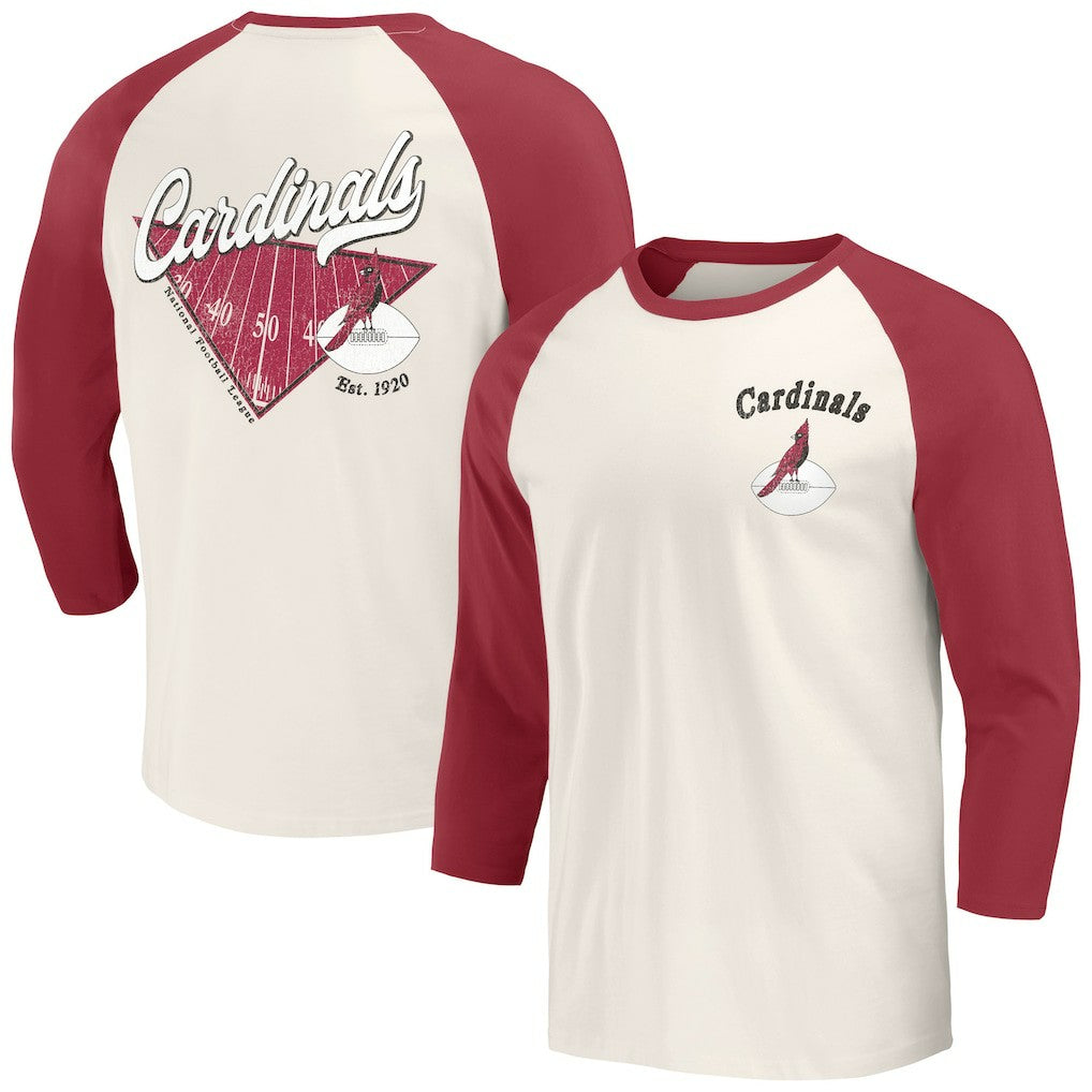 Arizona Cardinals Darius Rucker Collection Raglan 3/4 Sleeve T-Shirt - Cardinal/White - Fanatics