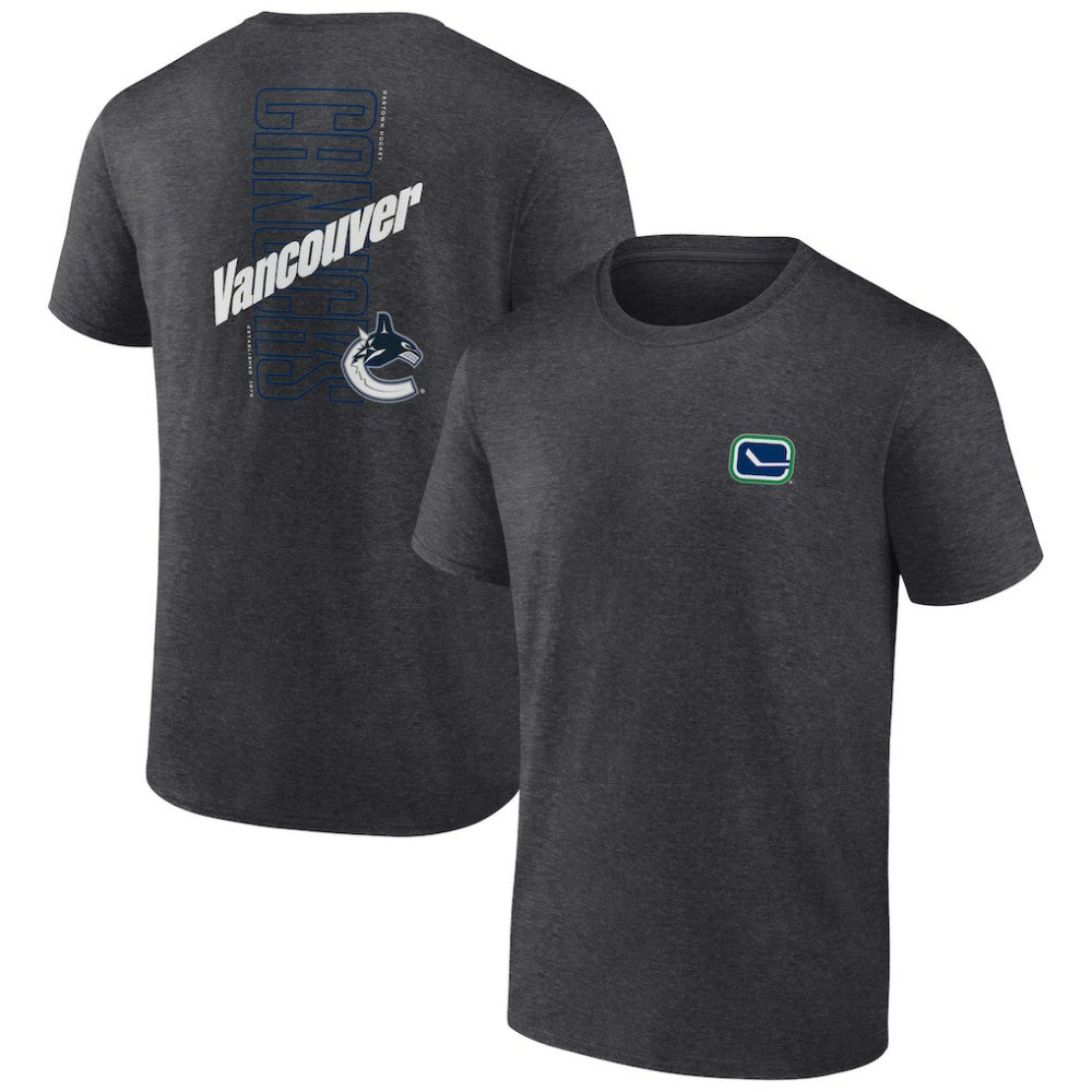 Vancouver Canucks Fanatics Backbone T-Shirt - Heather Charcoal | Fanatics sale